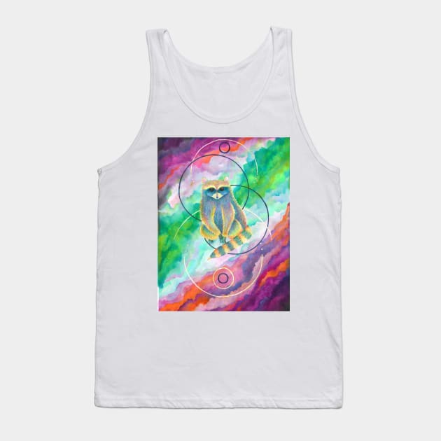 cosmic trippy rainbow trash panda Tank Top by fun chaos amy